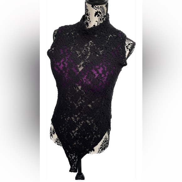3-Piece Set Black Lace Floral Print Size L - Picture 3 of 16